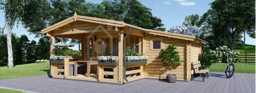 Бревенчатый домик ISLA (44 мм), 6x5 м (20#039;x16#039;), 18 м² С террасой 7 м²