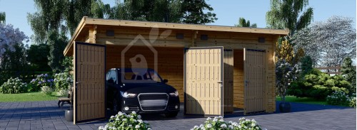 Двойной деревянный гараж с плоской крышей MODERN (44 мм), 6x5 м (20#039;x16#039;), 30 м²