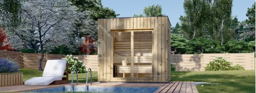 Outdoor Sauna DELLA (34 mm + Cladding), 2,6 x 2,1 m, 3,8 m²