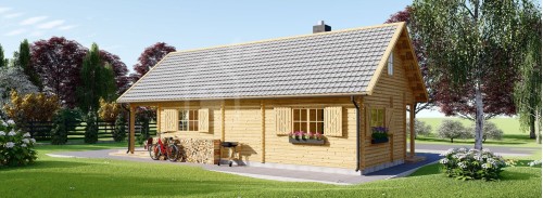 Бревенчатый Дом АУРА (80 мм), 100 м² с террасой 35 м²