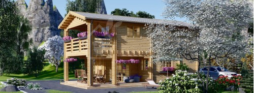 Бревенчатый Дом ТУЛУЗА (80 мм), 100 м² С террасой 20 м²