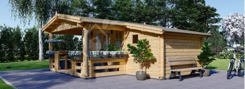 Kütük Kabin ISLA (44 mm), 6x5 m (20'x16'), 18 m², 7 m² Teraslı