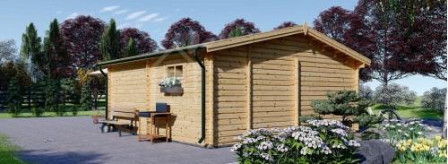 Log Cabin OLIVIA (44+44 mm + Insulation), 6x6 m (20'x20'), 27 m² With 8 m² Terrace
