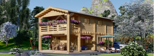 Бревенчатый Дом ТУЛУЗА (Утепленный PLUS, 44 + 44 мм), 100 м² С террасой 20 м²