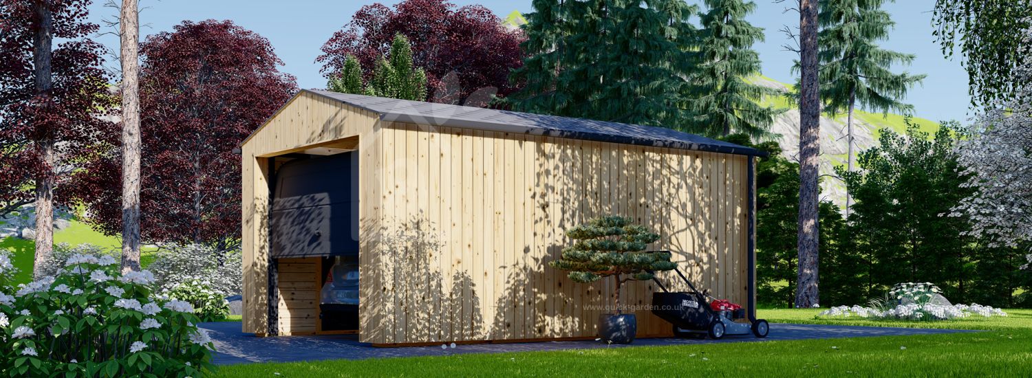 Single Wooden Garage SILVIA (34 mm + Cladding), 3.4x5.4 m (11'x18'), 20 m²