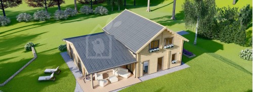 Log Cabin House DARLA (44+44 mm), 180 m²