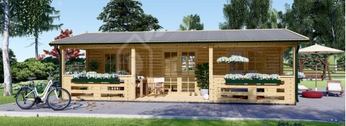 Log Cabin AMELIA (44 mm), 9x6 m (30'x20'), 32 m² With 20 m² Terrace