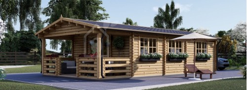 Бревенчатый домик HYMER (44 мм), 42 м² + терраса 10 м²