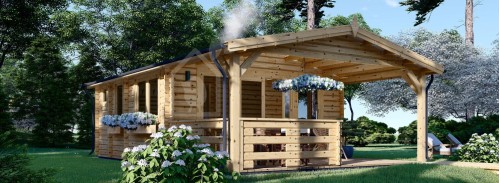 Сауна на открытом воздухе ELDA (44 мм), 5x7,5 м, 25 м² (4 комнаты), Терраса 12 м²