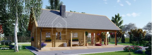 Log Cabin House AURA (Insulated PLUS, 44 + 44 mm), 100 m² With 35 m² Terrace