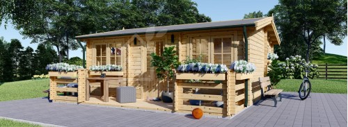 Log Cabin ALTURA (44 mm), 31 m² With 8 m² Terrace