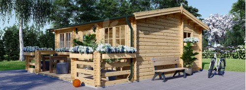 Log Cabin ALTURA (44 mm), 31 m² With 8 m² Terrace