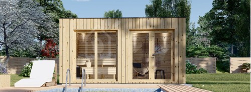 Уличная сауна с раздевалкой DELLA (34 мм + облицовка), 4,6 x 2,6 м, 9,3 м²