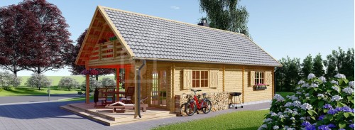 Бревенчатый Дом АУРА (44+44 мм + Утеплитель), 100 м² с террасой 35 м²