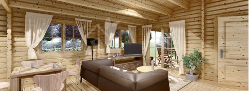 Бревенчатый Дом ЛИНДА (Утепленный ПЛЮС, 44+44 мм), 78 м² + Терраса 15 м²