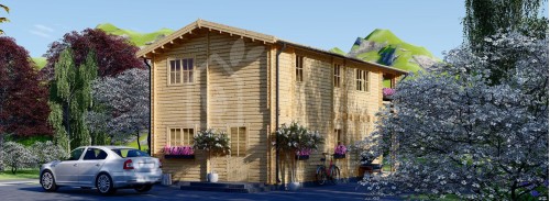 Бревенчатый Дом ТУЛУЗА (80 мм), 100 м² С террасой 20 м²