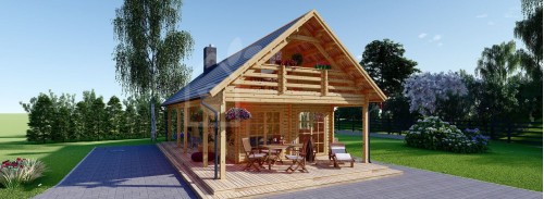 Log Cabin House AURA (Insulated PLUS, 44 + 44 mm), 100 m² With 35 m² Terrace