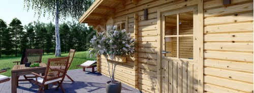 Kütük Kabin DREUX (34+34 mm + Yalıtım), 6x6 m (20'x20'), 36 m²