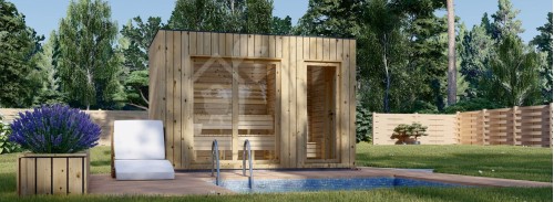 Уличная сауна с раздевалкой DELLA (34 мм + облицовка), 3,6 х 2,1 м, 5,5 м²