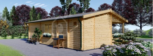 Log Cabin AMELIA (44 mm), 9x6 m (30'x20'), 32 m² With 20 m² Terrace