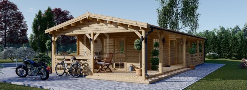 Бревенчатый домик TOSCANA (44 мм), 53 м² с террасой 29 м²