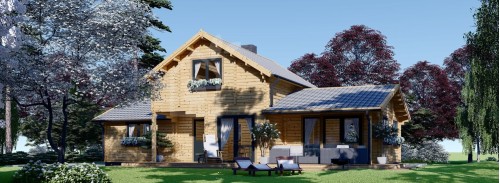 Бревенчатый Дом ГОЛЛАНДИЯ (44+44 мм), 113 м² + терраса 13 м²