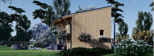 Бревенчатый коттедж СОФИЯ с мансардой (34 мм + обшивка + утеплитель), 20 м²