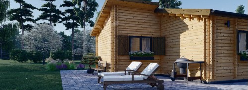 Log cabin HANNA 2 (44+44 mm), 7x8 m (24'x25'), 37 m²