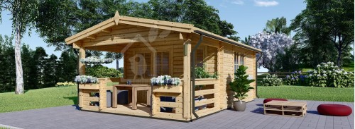 Бревенчатый домик SHANON (80 мм), 4x5,75 м (13#039;x19#039;), 16 м² + 7 м² Терраса