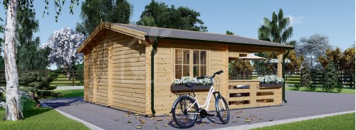 Log Cabin OLIVIA (44+44 mm + Insulation), 6x6 m (20'x20'), 27 m² With 8 m² Terrace