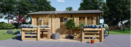 Log Cabin ALTURA (44 mm), 31 m² With 8 m² Terrace