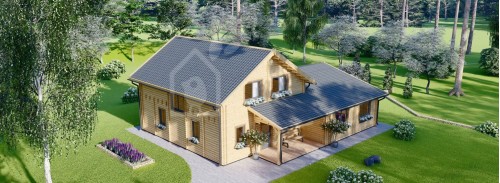 Log Cabin House DARLA (44+44 mm), 180 m²