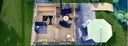 Открытая сауна ELDA (44 мм), 5x5 м, 25 м² (3 комнаты)