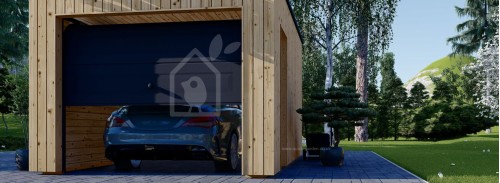 Одиночный деревянный гараж с плоской крышей SILVIA F (34 мм + обшивка), 3,2x5,2 м (11#039;x17#039;), 16,6 м²