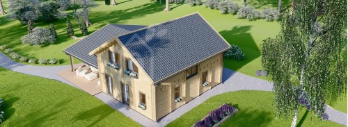 Log Cabin House DARLA (44+44 mm), 180 m²