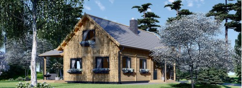 Бревенчатый Дом ВЕРА (44+44 мм), 132 м² + терраса 13,5 м²