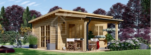 Бревенчатый садовый домик HELEN (44 мм), 6x6 м, 24 м² С террасой 12,5 м²