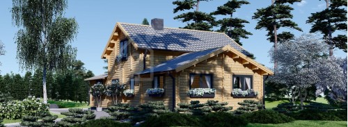Бревенчатый Дом ГОЛЛАНДИЯ (44+44 мм), 113 м² + терраса 13 м²