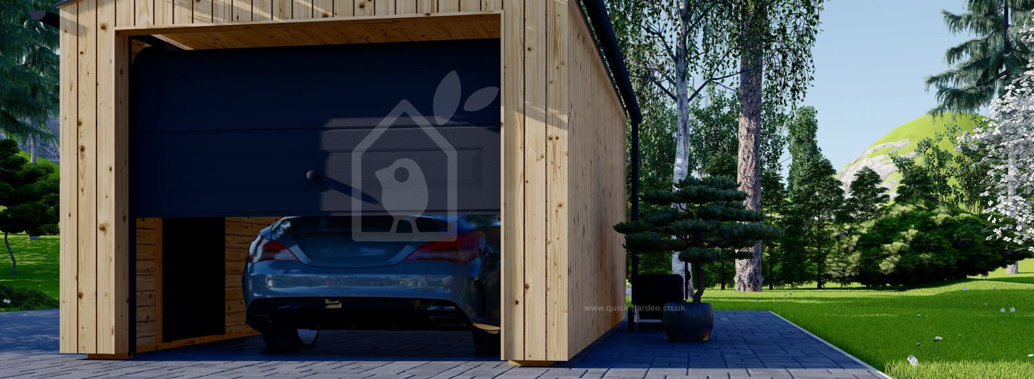 Single Wooden Garage SILVIA (34 mm + Cladding), 3.4x5.4 m (11'x18'), 20 m²