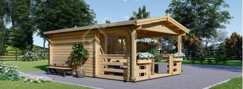 Бревенчатый домик SHANON (80 мм), 4x5,75 м (13#039;x19#039;), 16 м² + 7 м² Терраса