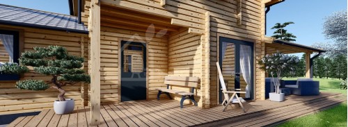 Бревенчатый Дом ГОЛЛАНДИЯ (44+44 мм + утеплитель), 113 м² с террасой 13 м²