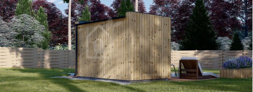 Уличная сауна с раздевалкой DELLA (34 мм + облицовка), 3,6 х 2,1 м, 5,5 м²
