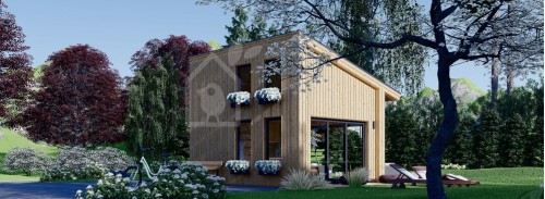 Бревенчатый коттедж СОФИЯ с мансардой (34 мм + обшивка), 20 м²