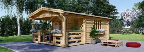 Бревенчатый домик SHANON (80 мм), 4x5,75 м (13#039;x19#039;), 16 м² + 7 м² Терраса