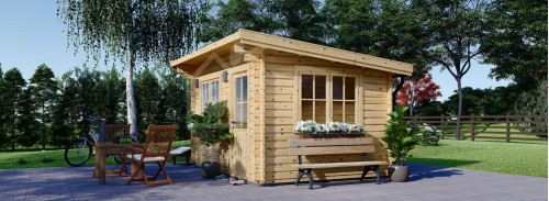 Log Cabin With A Flat Roof DREUX (44 mm), 5x4 m (16'x13'), 20 m²
