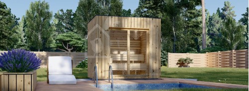 Outdoor Sauna DELLA (34 mm + Cladding), 2,6 x 2,1 m, 3,8 m²