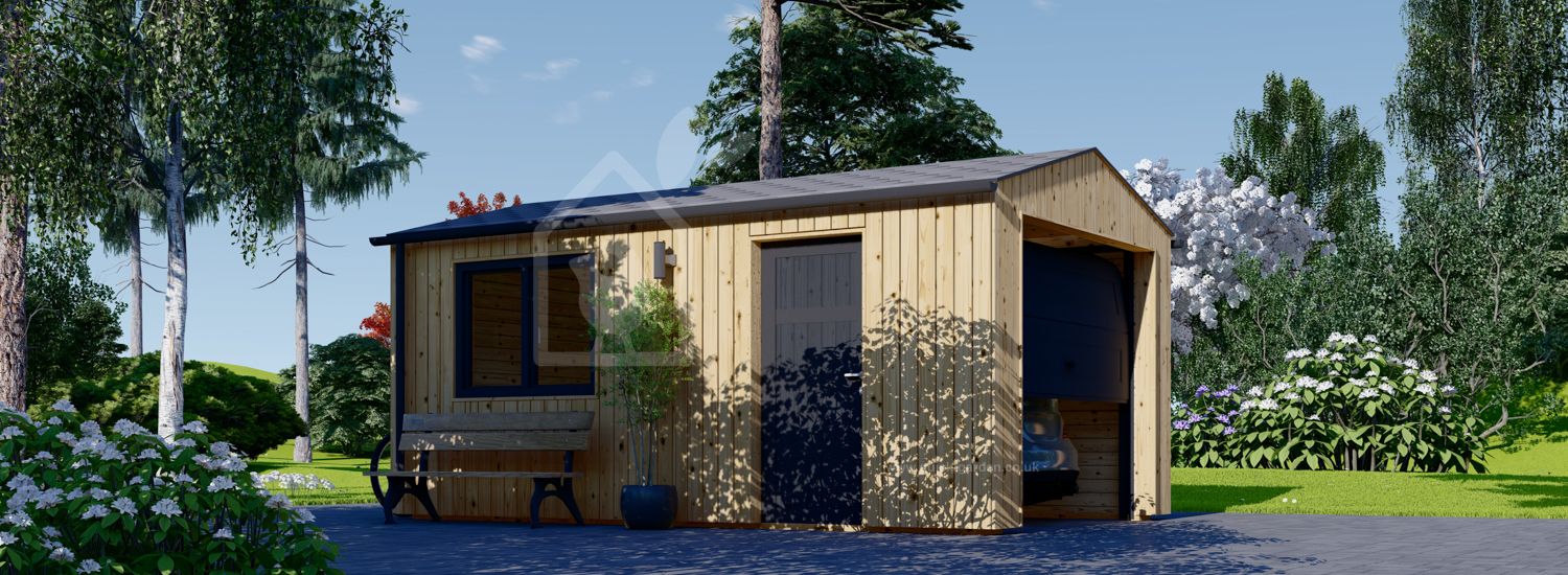 Single Wooden Garage SILVIA (34 mm + Cladding), 3.4x5.4 m (11'x18'), 20 m²