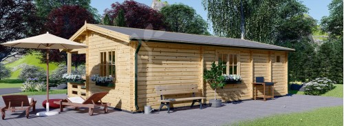 Log Cabin AMELIA (44 mm), 9x6 m (30'x20'), 32 m² With 20 m² Terrace
