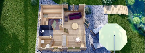 Открытая сауна ELDA (44 мм), 5x5 м, 25 м² (4 комнаты)