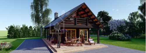 Log Cabin House AURA (Insulated PLUS, 44 + 44 mm), 100 m² With 35 m² Terrace